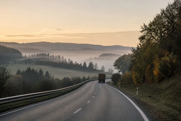 Transportweg von Usora nach Österreich in den Morgenstunden