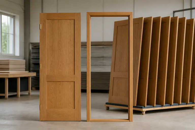 Solid oak door leaf, front view