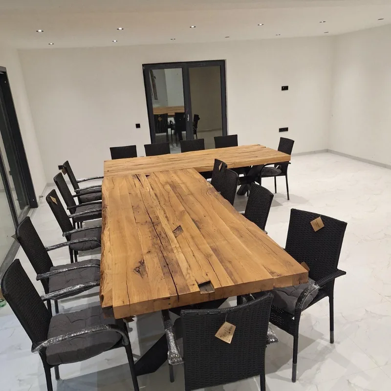 Solid oak dining table 12