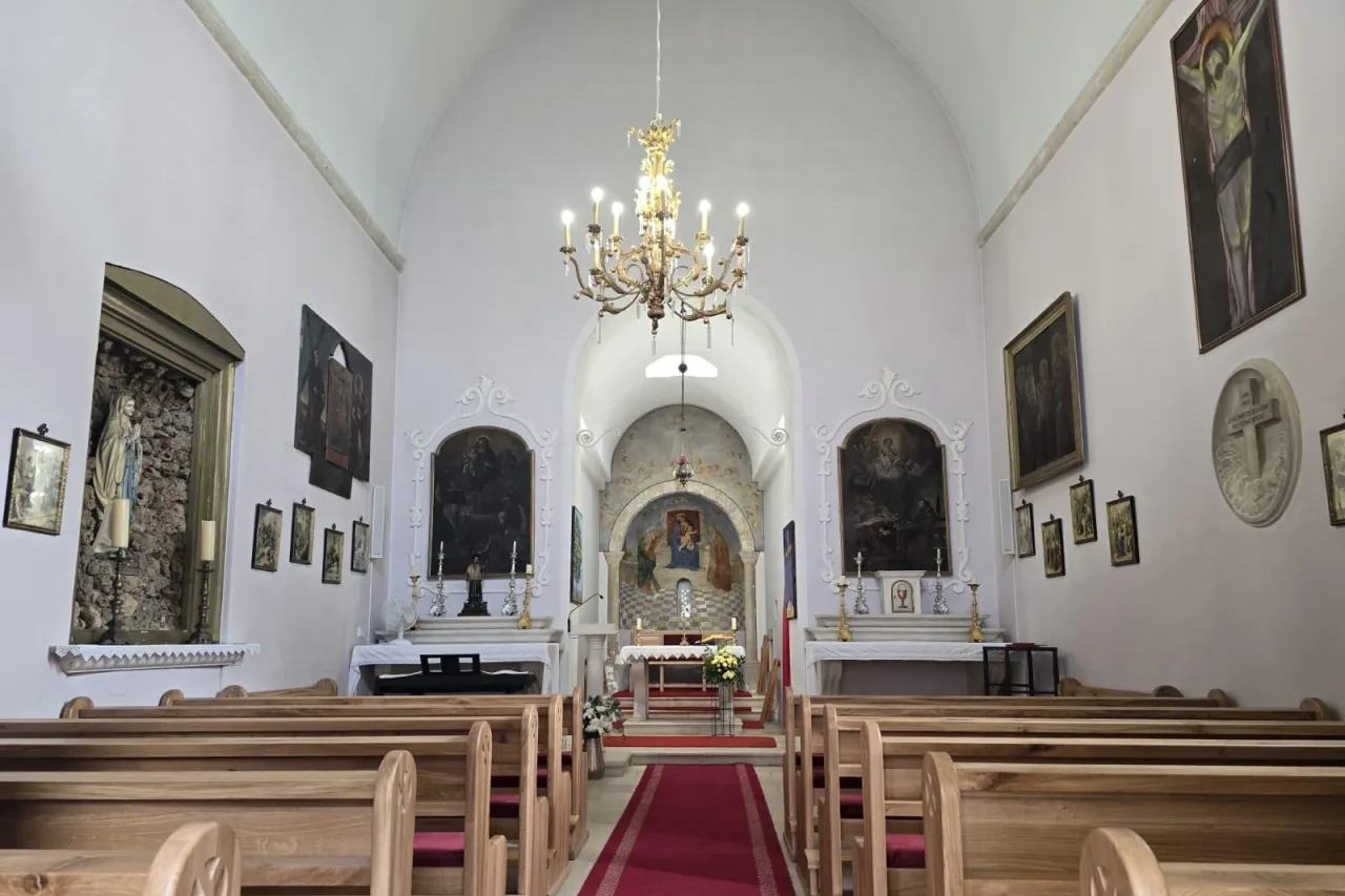 Solid wood church pews installed in a church in Dubrovnik