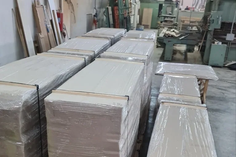 Palletised and wrapped goods ready for loading